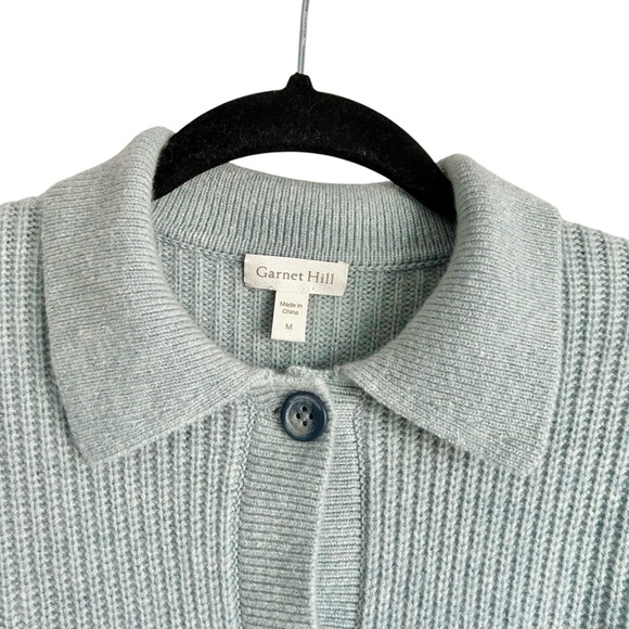 Garnet Hill Ida 100% Cashmere Button Front Cardigan Womens M Light Blue - Picture 4 of 8